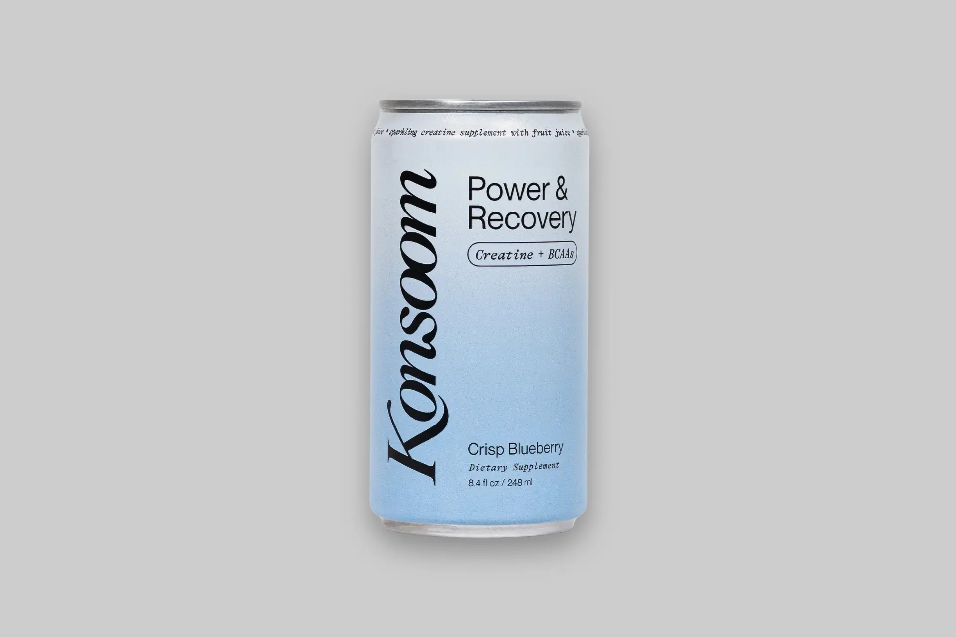 A chilled can of Konsoom Sparkling Creatine Drink, showcasing its sleek design and sparkling texture. - Product Review